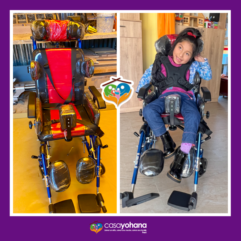 Asiry and Bine are happy about the new wheelchair - a great gift! 